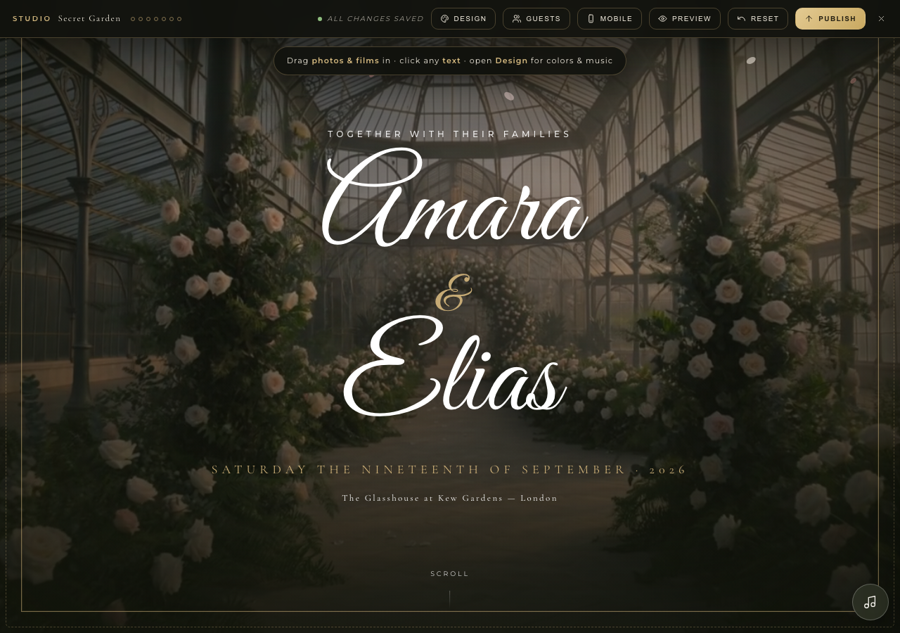 The Life Invites Studio editing a Secret Garden invitation